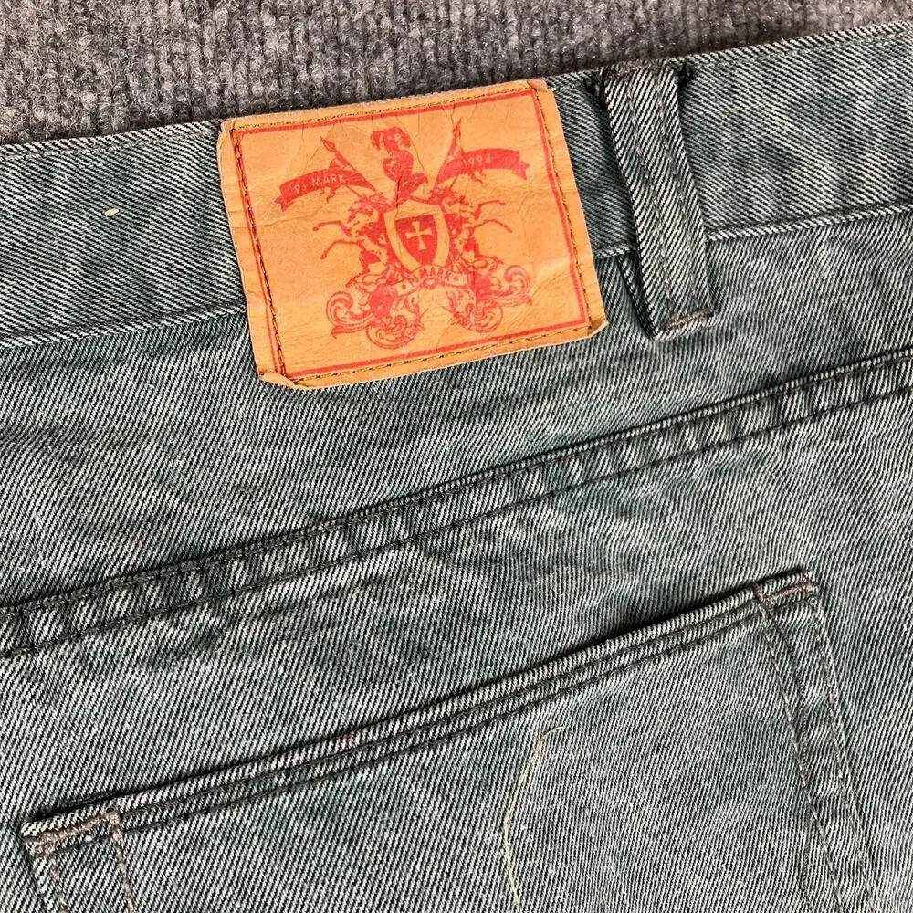 PJMark Straight Leg Jeans Mens Size 44x32 Green Relaxed Fit Denim Casual Vintage